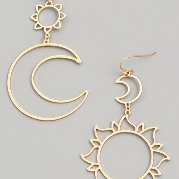 LunaSol Moon & Sun Dangle Earrings - Picture 3 of 6